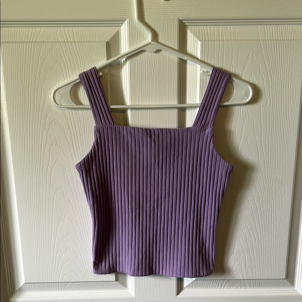 SO Purple Ribbed Fitted Tank Top